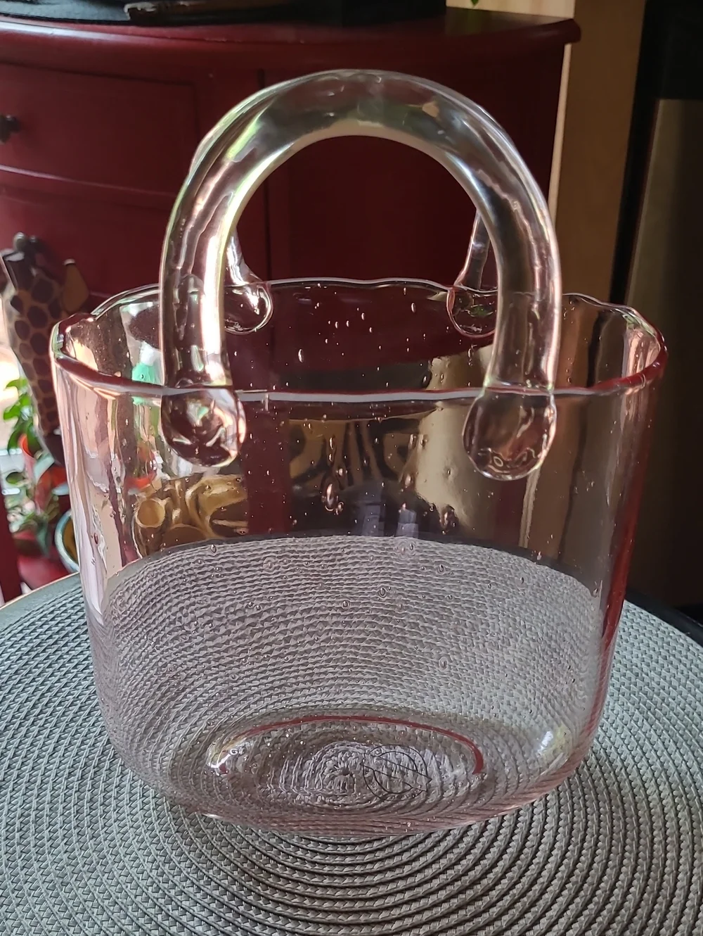 Bubbled Glass Handbag Vase